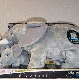Planet Earth Elephant Mother & Baby Gray Plush New